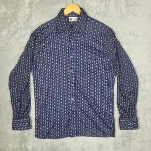 Vintage Sears Kings Road Shirt Mens Large 70s Polyester Disco Geometric Print